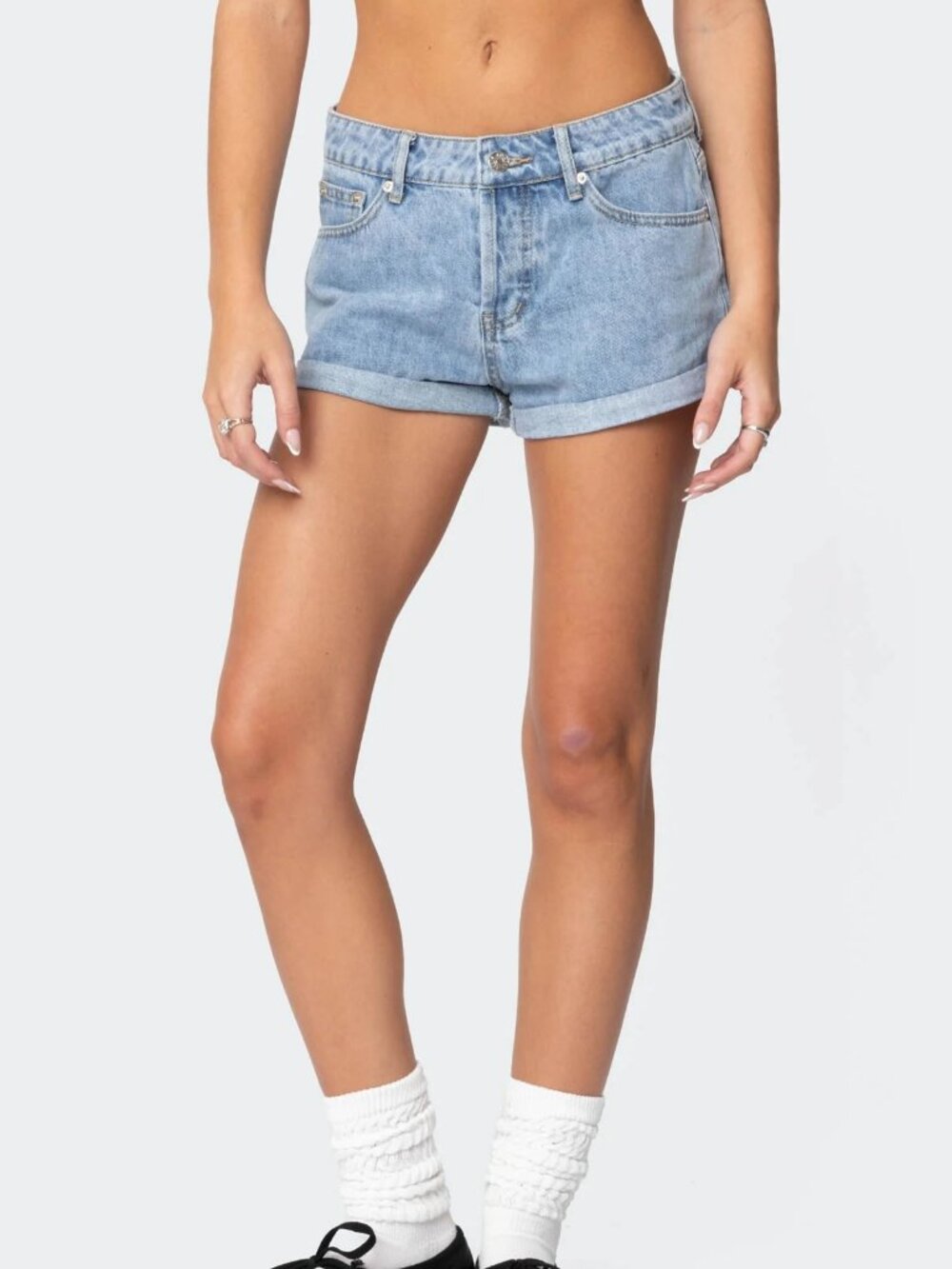 Edikted Rylin Low-Rise Denim Shorts Size M NWT